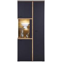 Vitrine Miron B: 86,7 cm Schwarz/Flagstaff Eiche - MODERN, Glas/Holzwerkstoff (86,7/200,6/41,6cm)