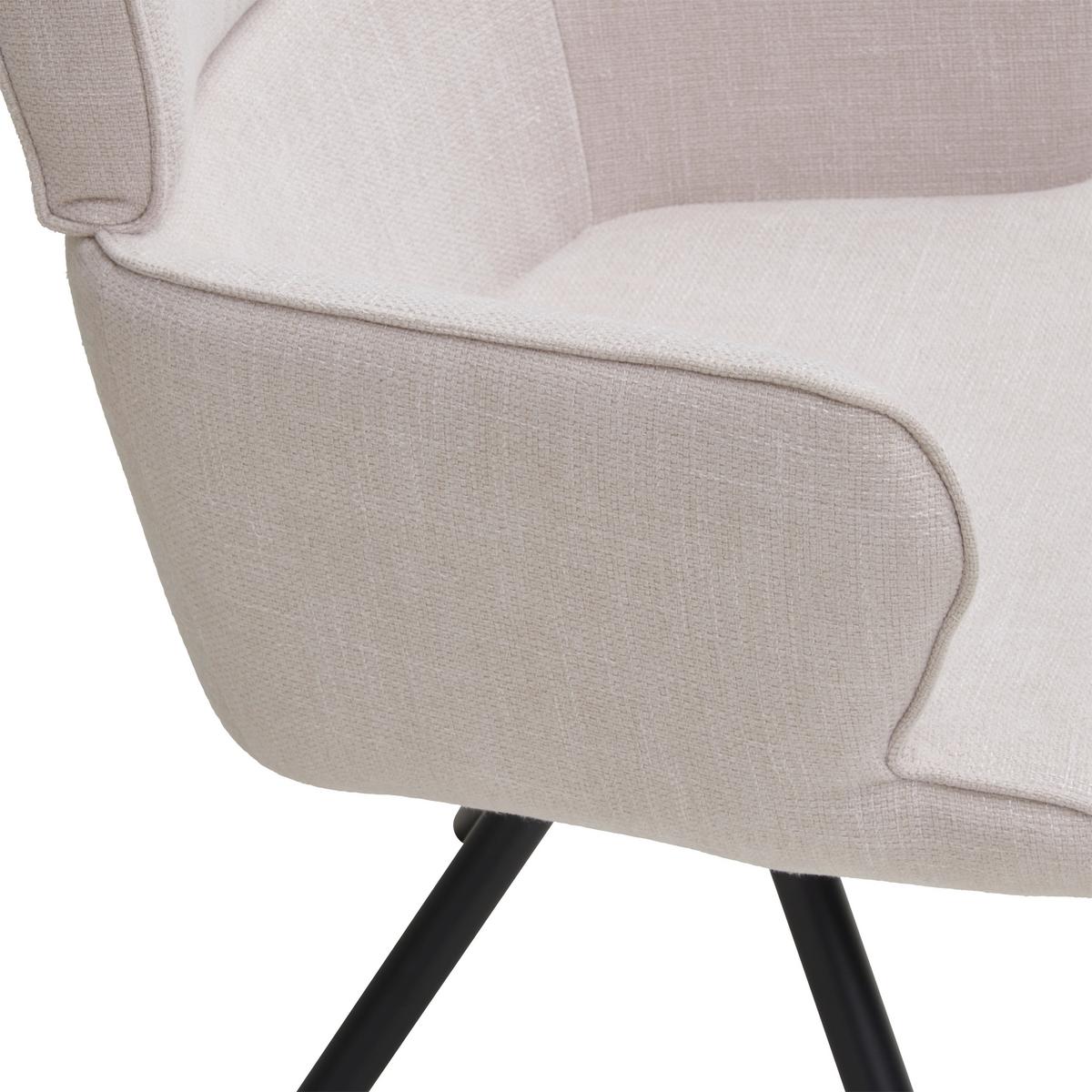 Armlehnstuhl Elis Webstoff Beige, B: 62 cm - Beige/Schwarz, KONVENTIONELL, Textil/Metall (62/89/62cm) - Livetastic
