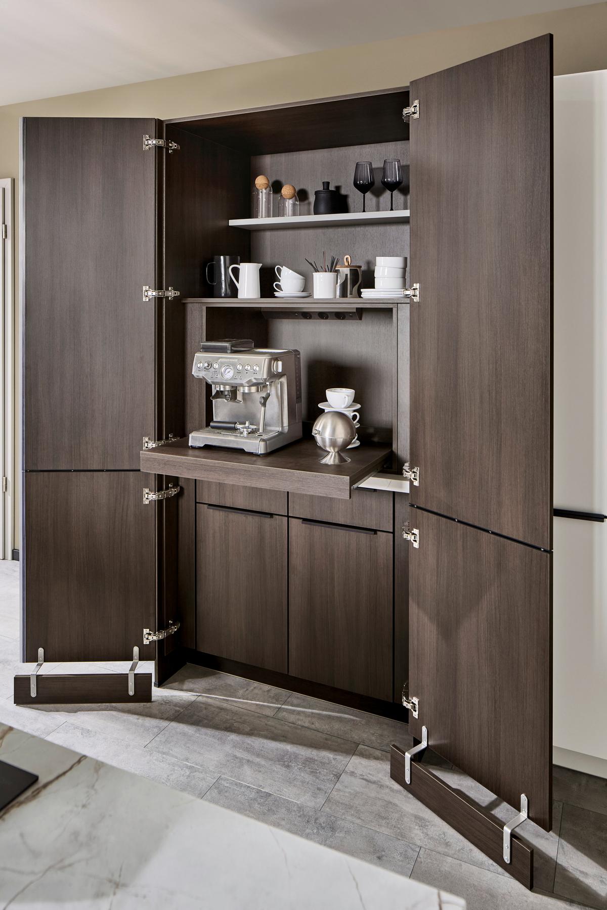 Einbauküche Ip 3150 - Nussbaumfarben/Weiß, MODERN, Holzwerkstoff (226,4cm) - Impuls