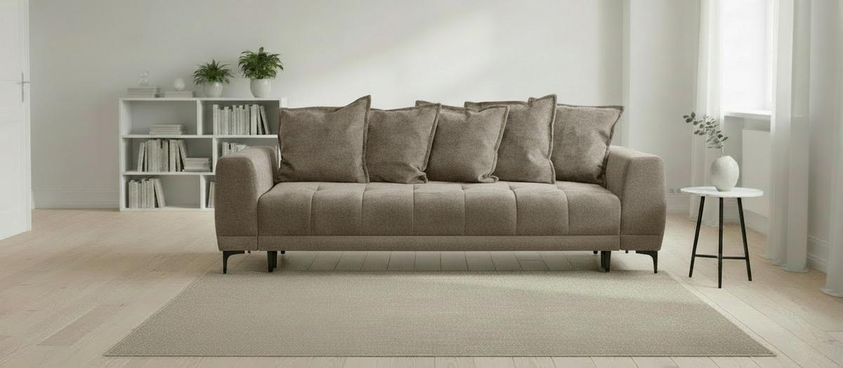 Schlafsofa Weronika Schlammfar. Anthrazit B: 247cm - Schlammfarben/Schwarz, Design, Holz/Holzwerkstoff (247/94/90cm) - MID.YOU