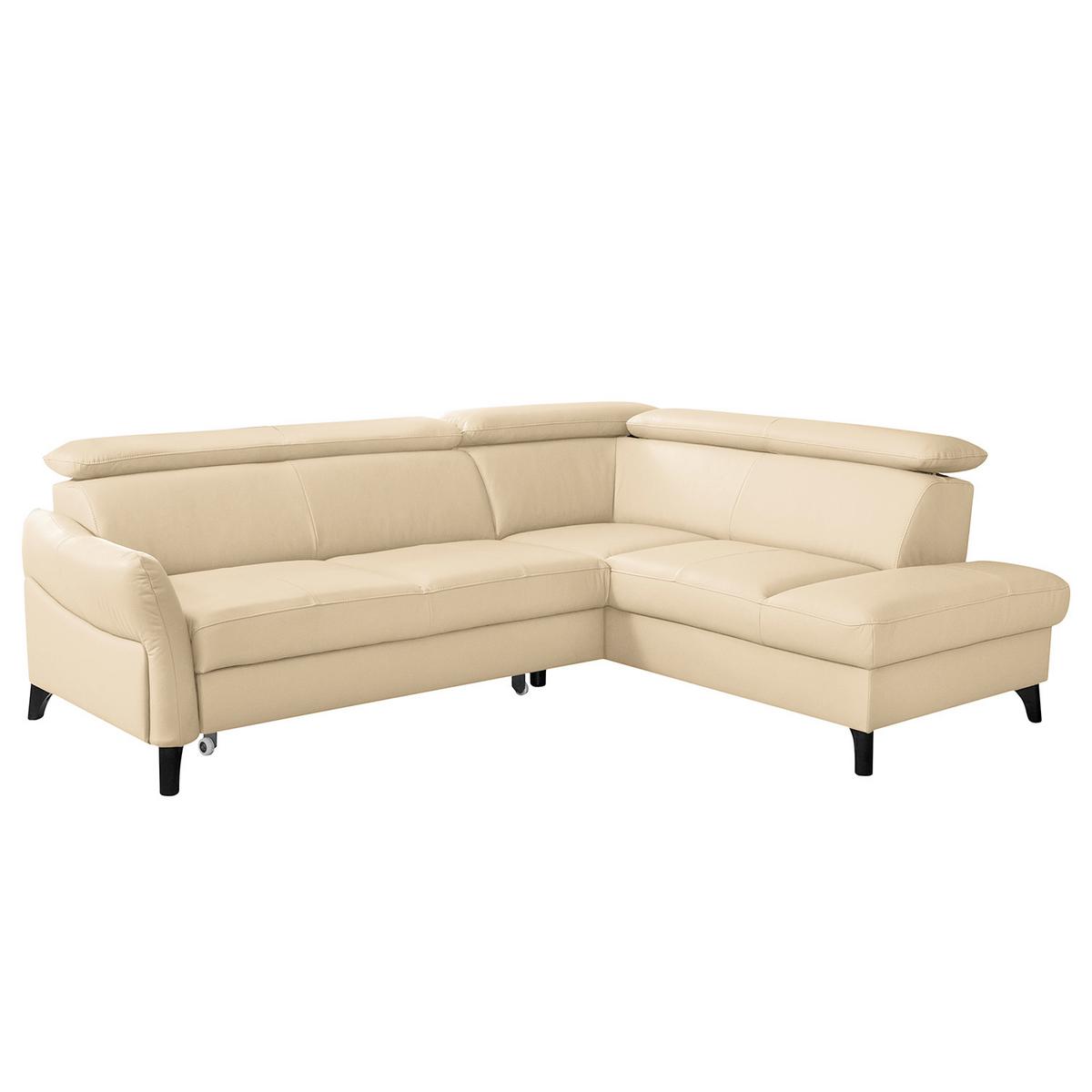 Ecksofa Note New Teilleder Beige 244x199 - Beige/Schwarz, Design, Leder/Textil (244/199cm) - Livetastic