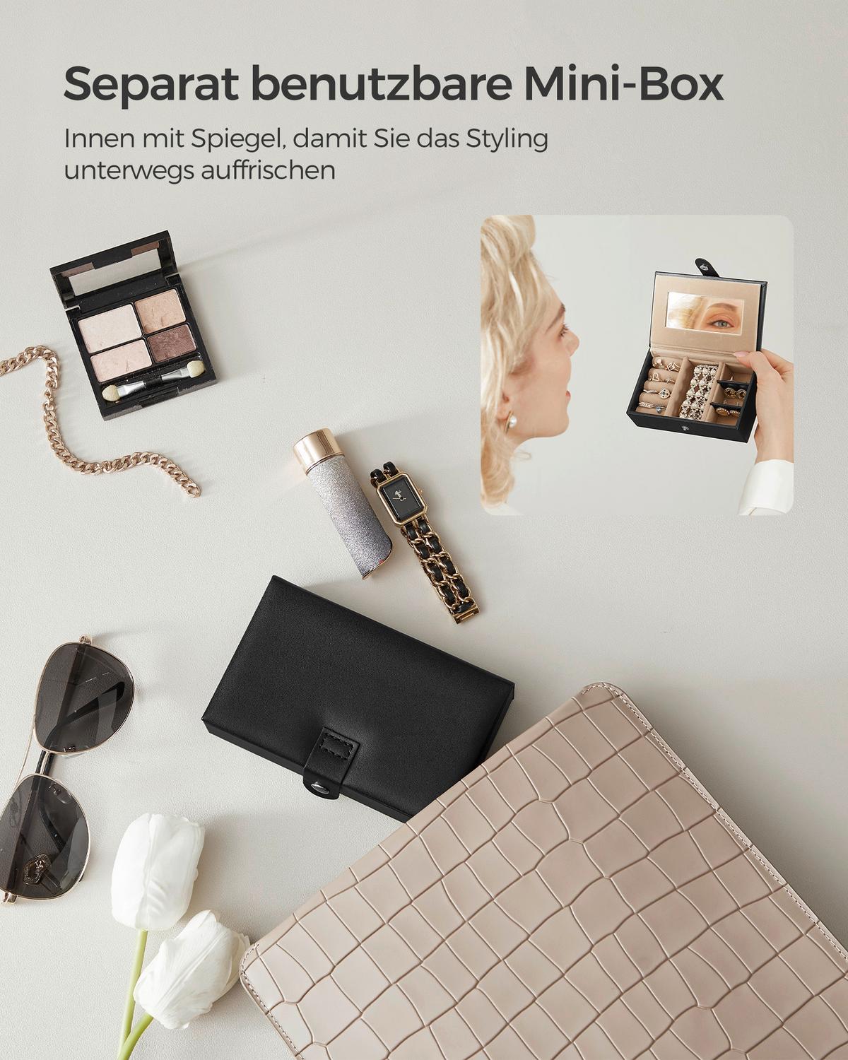 Schmuckkästchen Schwarz B: 26 Cm - Schwarz, LIFESTYLE, Leder/Holzwerkstoff (26/17,4/18,2cm)
