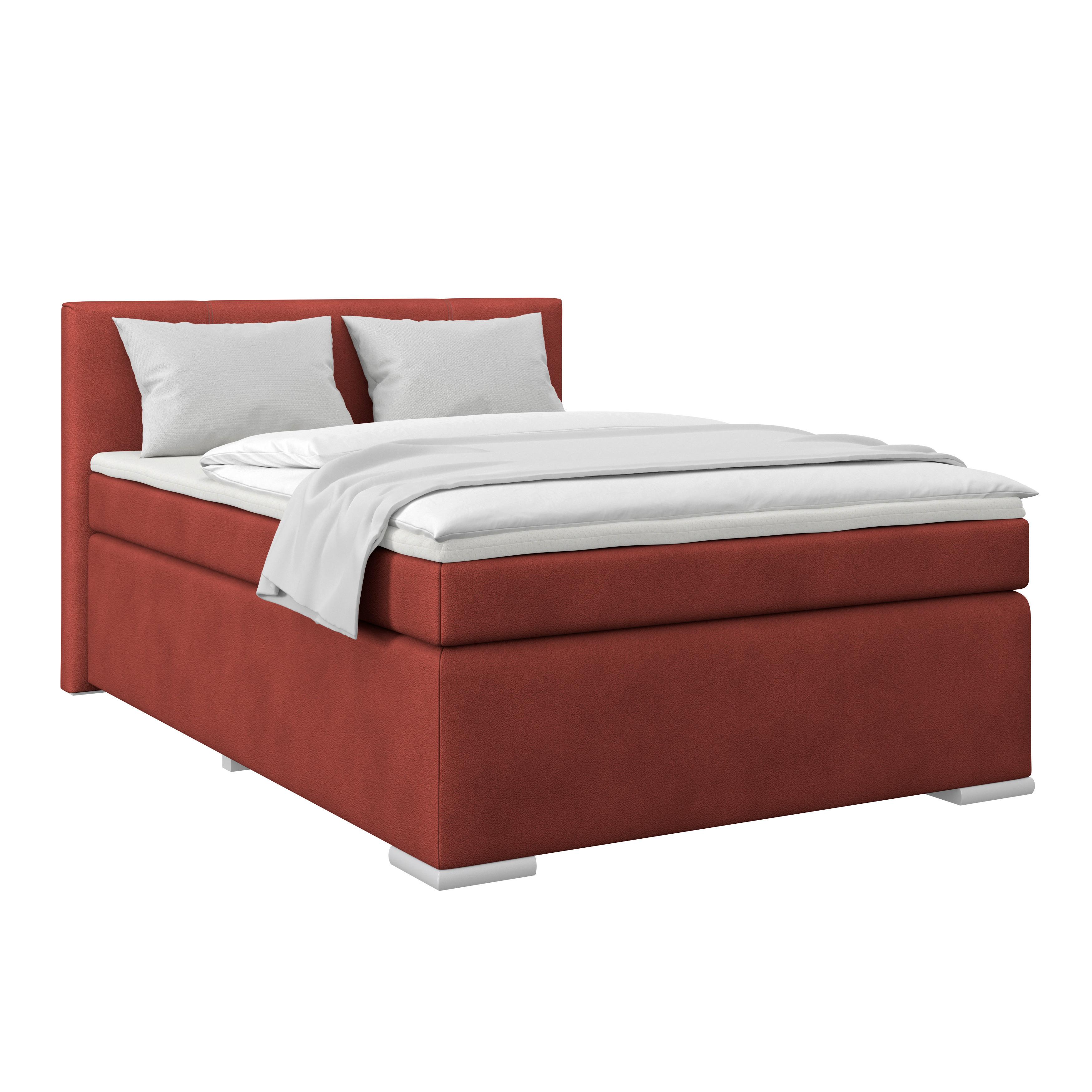 Boxspringbett Mira Boucle Dunkelrot,lf:120x200cm