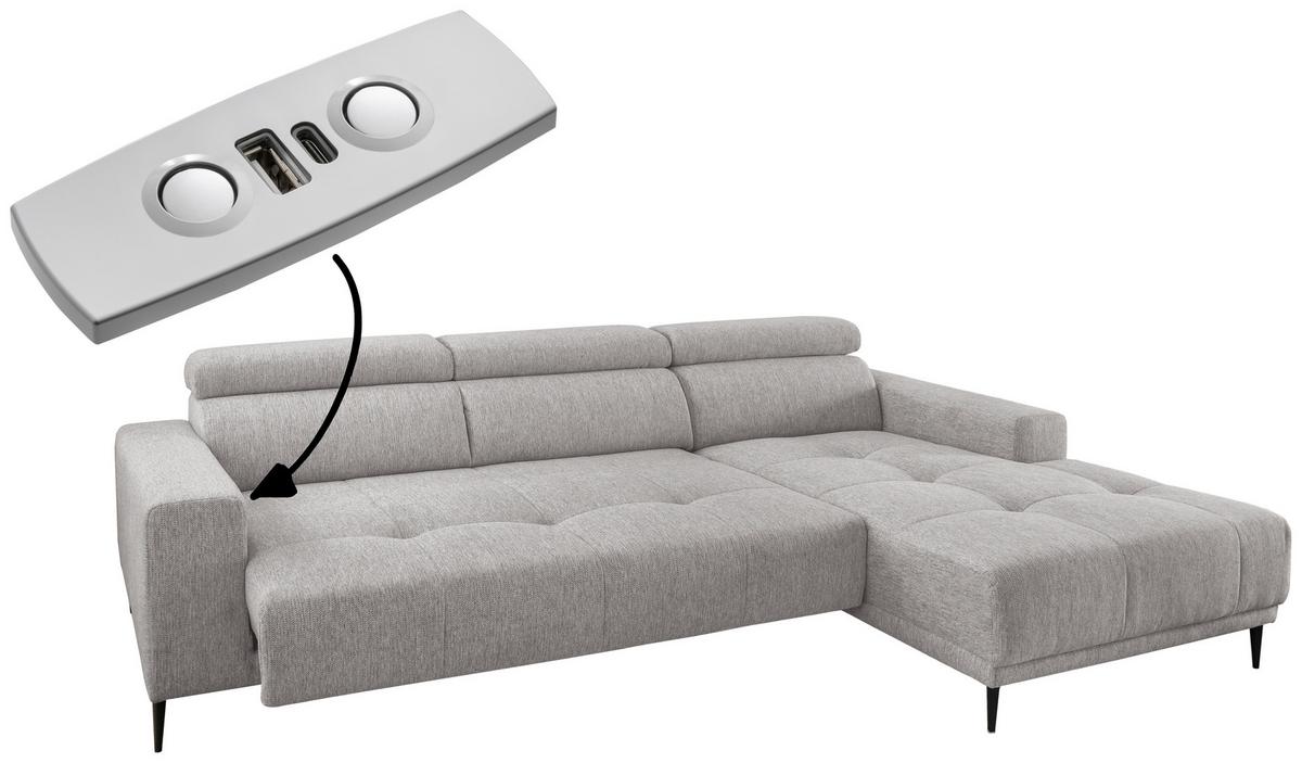 Ecksofa Intera, Grau S: 276x188 Cm - Schwarz/Grau, KONVENTIONELL, Textil (276/188cm) - Livetastic