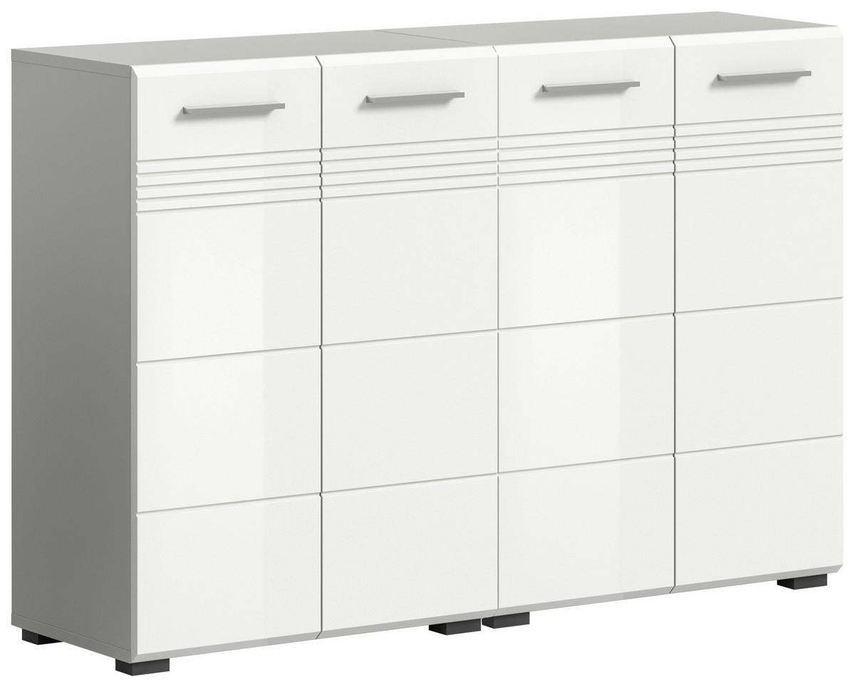 Midischrank Copa Grau Weiß Hg B: 120 Cm - Weiß Hochglanz/Schwarz, MODERN, Holzwerkstoff (120/80/30cm) - MID.YOU
