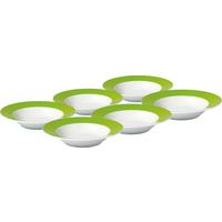 Suppentellerset Grün Weiß 6-teilig D: 21,5 cm - Weiß/Grün, Basics, Keramik (21,5cm) - Van Well