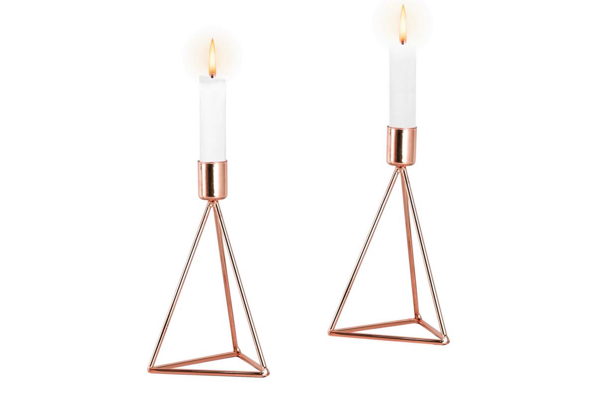 Kerzenständer-set Eisen Für Stabkerzen 2-Teilig - Kupferfarben, Basics, Metall (9,5/16,5cm) - Echtwerk