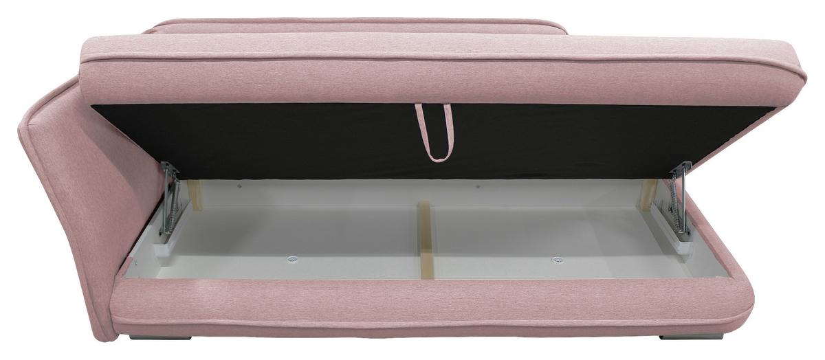 Liege Latte Rosa Inkl. Bettkasten Ottomane Links - Silberfarben/Rosa, Design, Textil (107/84/99/224cm) - MID.YOU