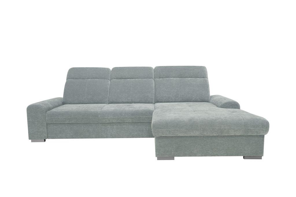 Rohová sedačka MALAGA, pravá, stříbrná žinylka - barvy stříbra/barvy chromu, Konvenční, kov/dřevo (286/203cm) - Ondega