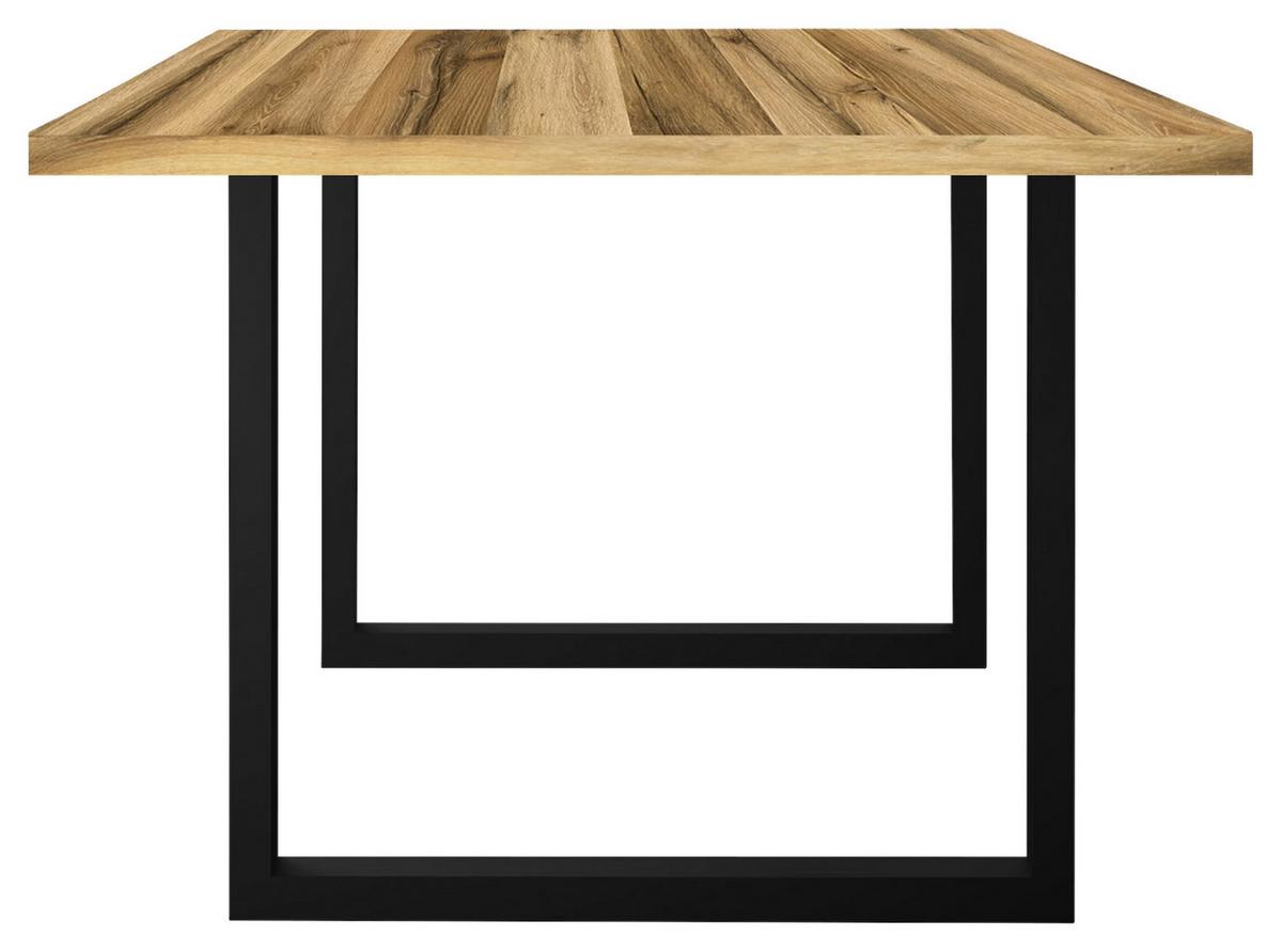 Esstisch Alex Schwarz, Plankeneiche - Plankeneiche/Schwarz, MODERN, Holzwerkstoff/Metall (200/100/78cm) - Livetastic