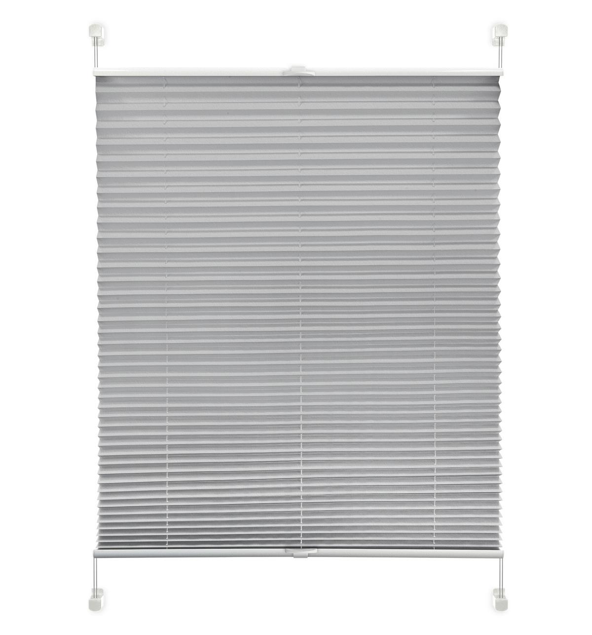 Plissee Solid Crash Silber B: 60 cm, ohne Bohren/Verspannt - Silberfarben, Basics, Kunststoff/Textil (60/130cm)