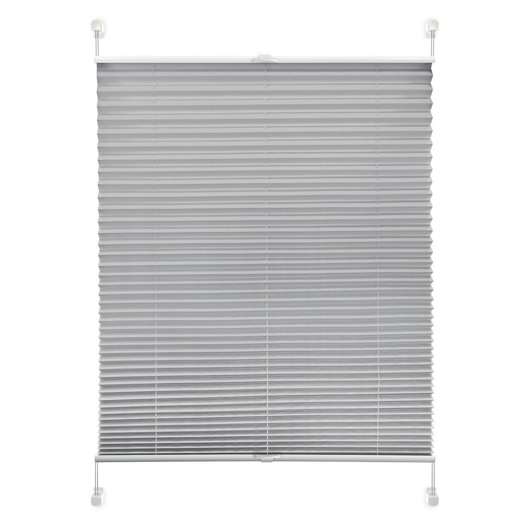 Plissee Solid Crash Silber B: 60 cm, ohne Bohren/Verspannt