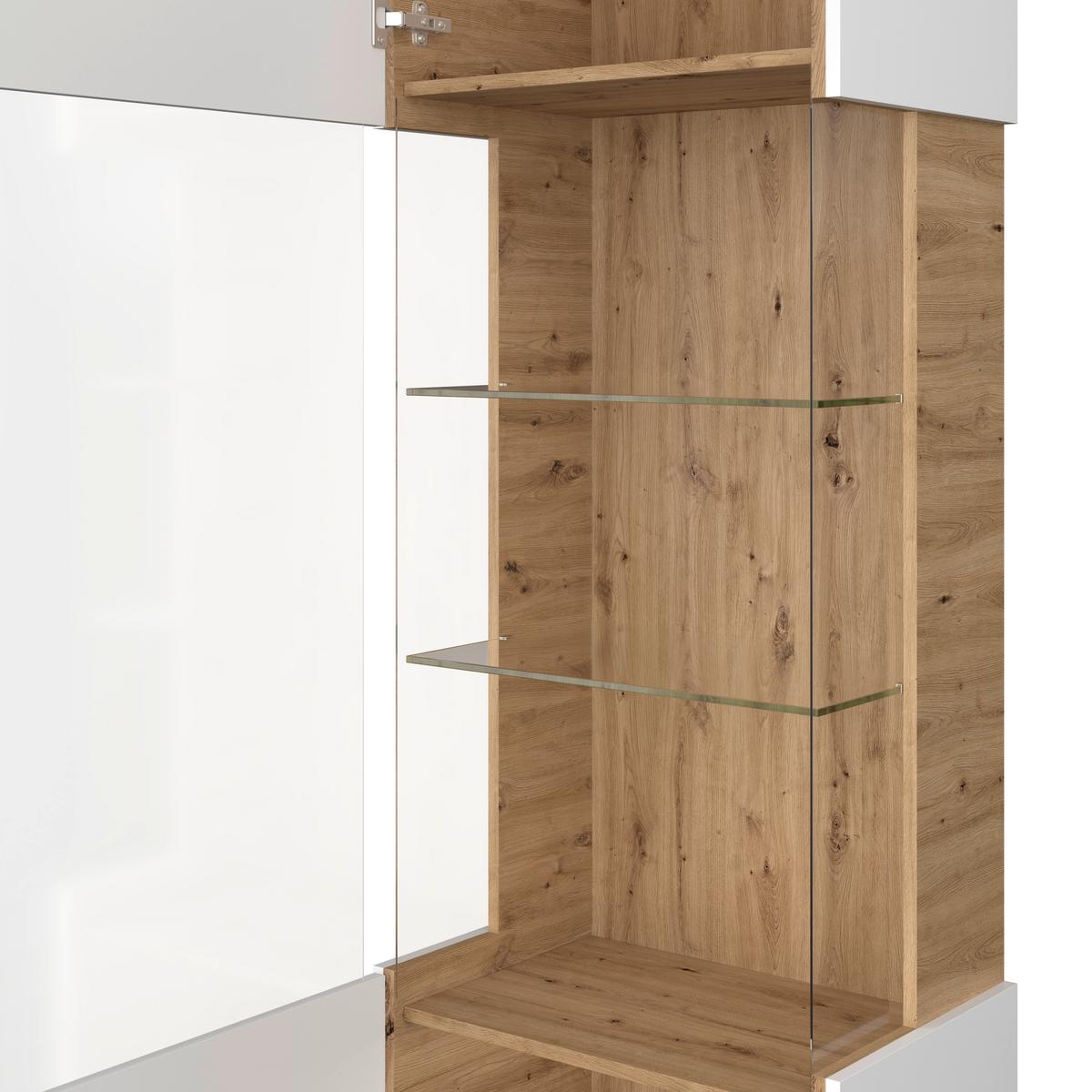 Vitrine Calabria Türanschlag LINKS - Eichefarben/Weiß, Trend, Glas/Holzwerkstoff (60,1/200,5/40cm)