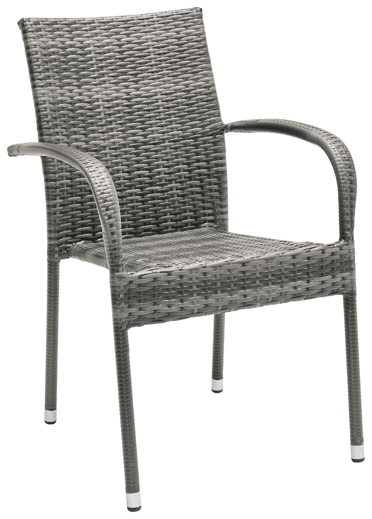 Gartenstuhl Stapelbar Emilia, Polyrattan - Dunkelbraun, MODERN, Kunststoff/Metall (64/87/56cm) - Ondega