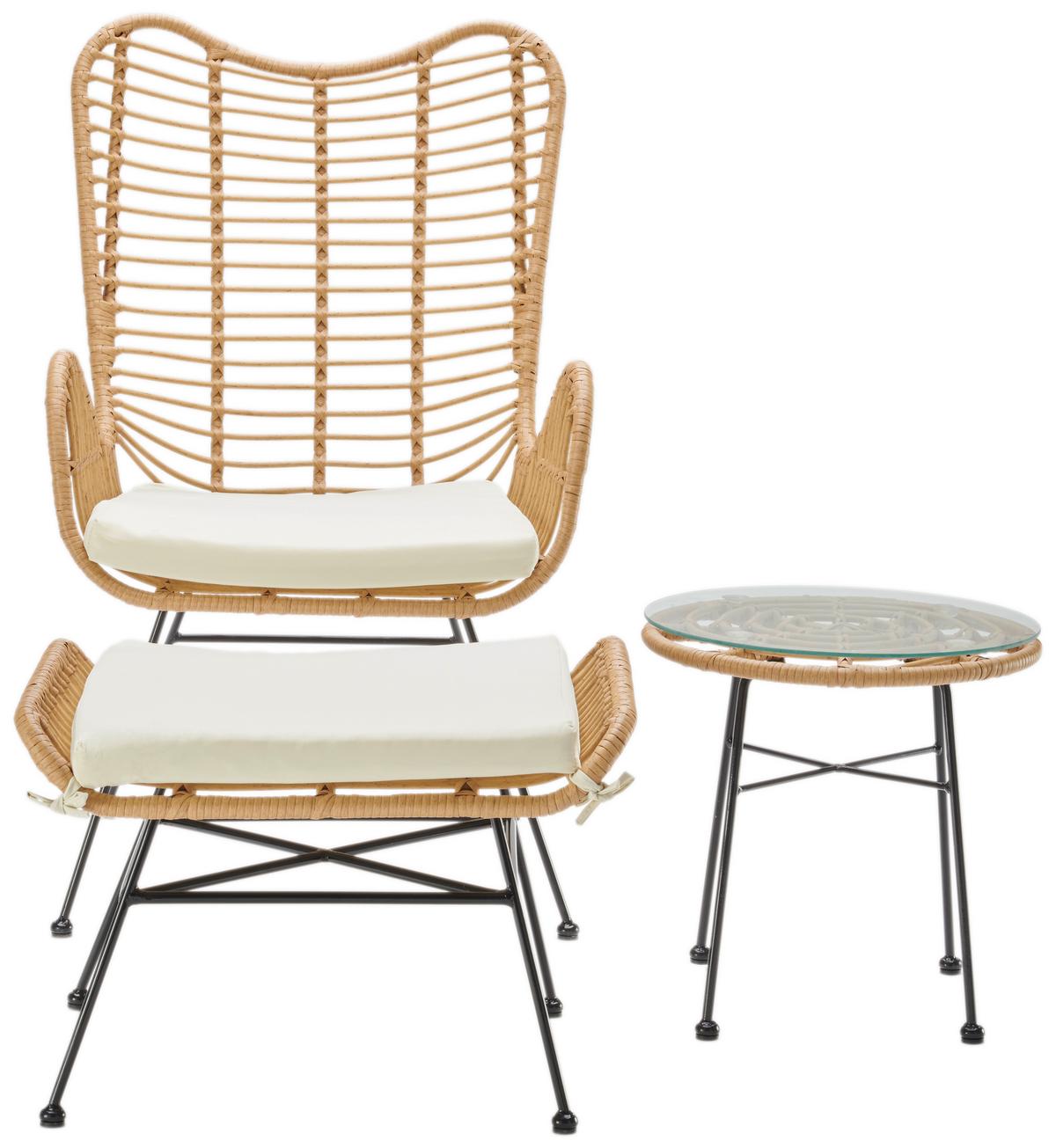 ZAHRADNÍ RELAXAČNÍ ŽIDLE EGON - černá/béžová, Moderní, kov/textil (117/107/111cm) - Mömax
