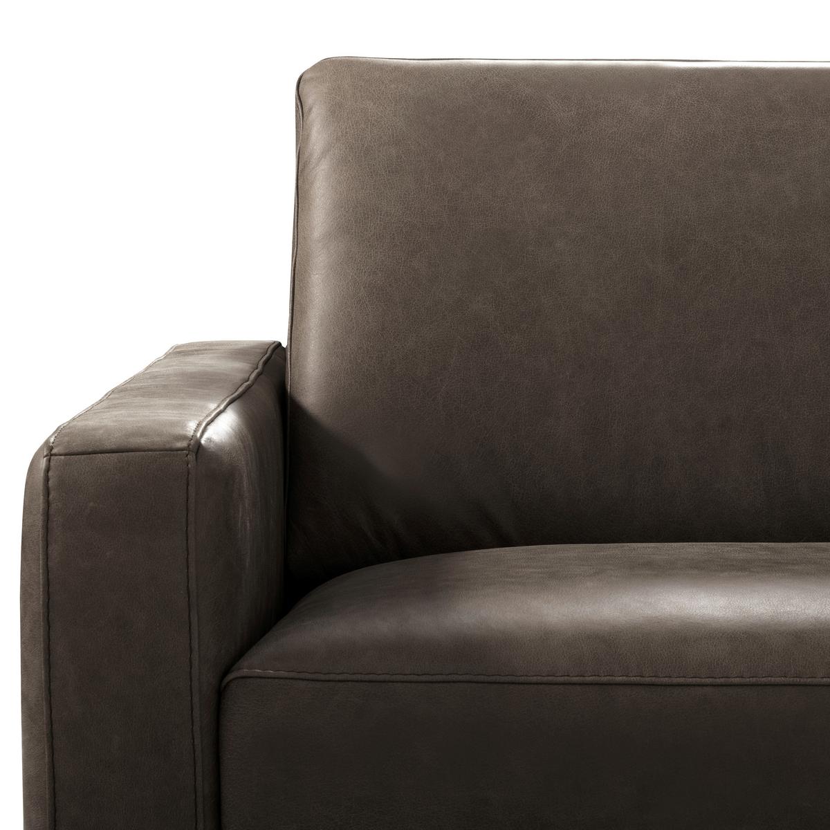 3-Sitzer-Sofa Spring, Fango B: - Fango/Schwarzchrom, Design, Leder (187/85/92cm) - Livetastic