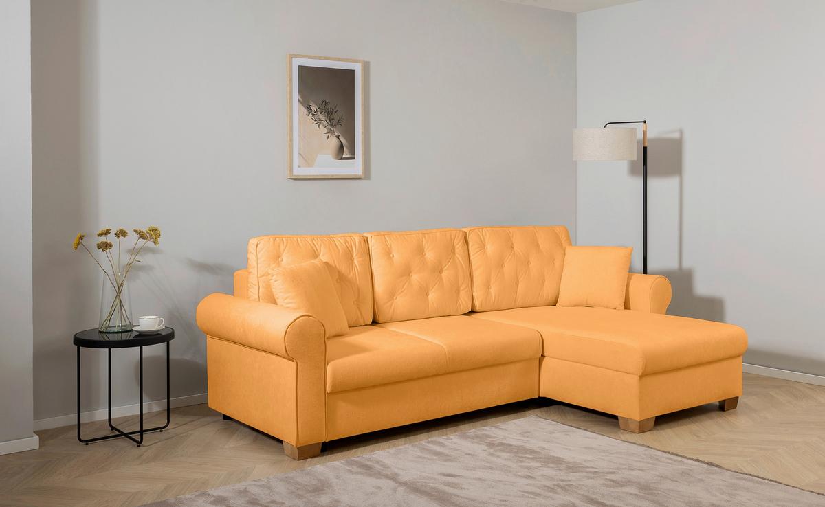 Ecksofa Arles, Gelb 35 S: 266x161 Cm - Gelb/Buchefarben, Design, Textil (266/161cm) - MID.YOU