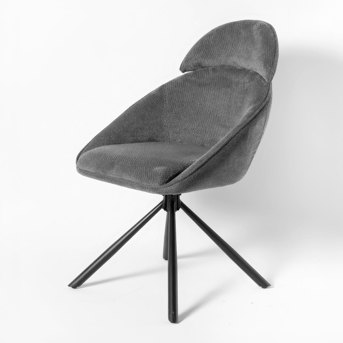 Stolička s podrúčkami Maira, tmavosivá, s látkovým poťahom - čierna/tmavosivá, Modern, kov/textil (59,5/93/66cm) - Bessagi Home