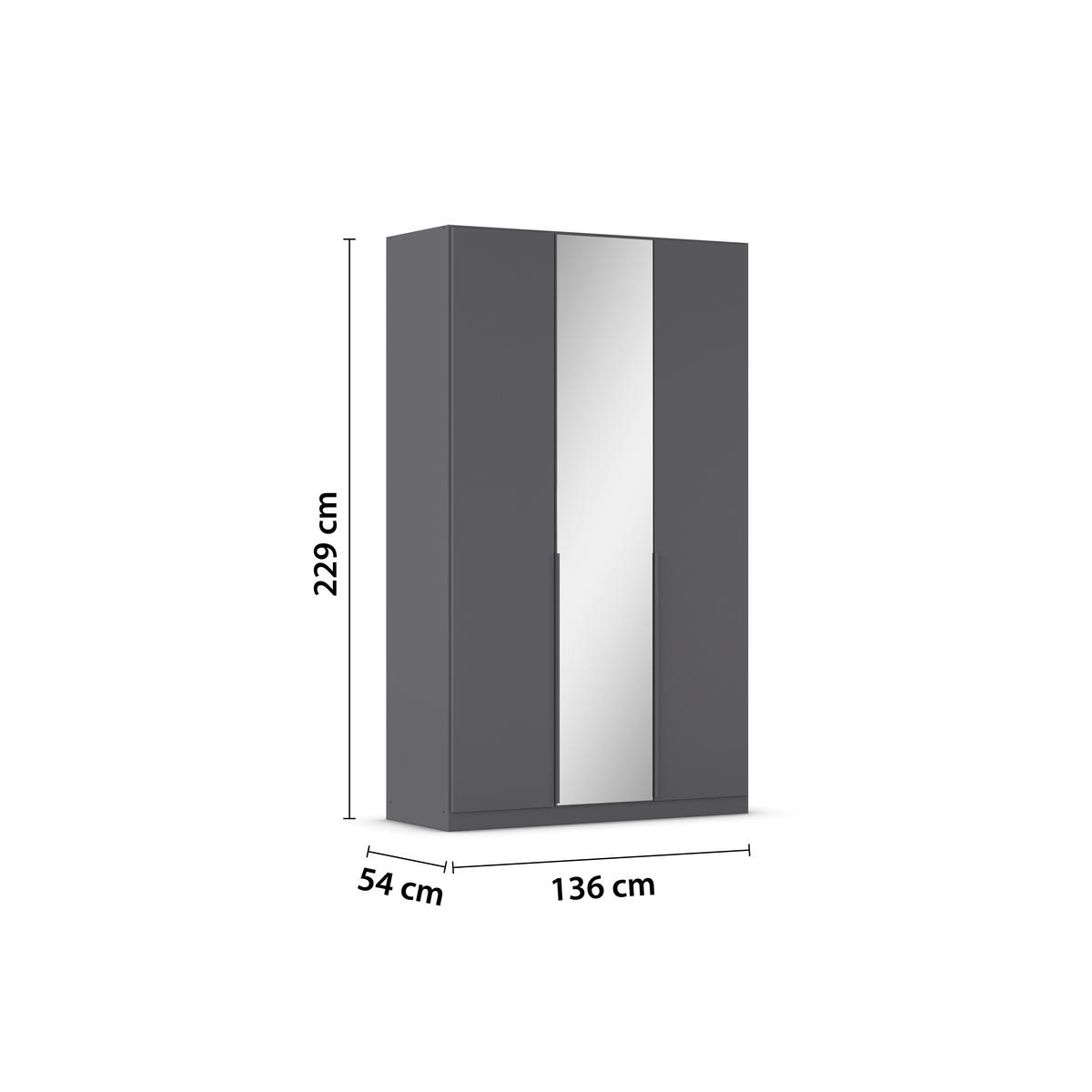 Drehtürenschrank Alabama Grau Metallic B: 136 Cm - Grau, MODERN, Holzwerkstoff (136/229/54cm) - Rauch Möbel