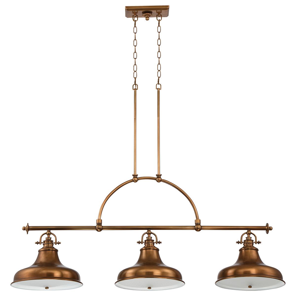 Hängeleuchte H: ca. 73 cm 3-Flammig Messingfarben - Messingfarben, Design, Glas/Metall (133.3/73/34.3cm) - Elstead Lighting