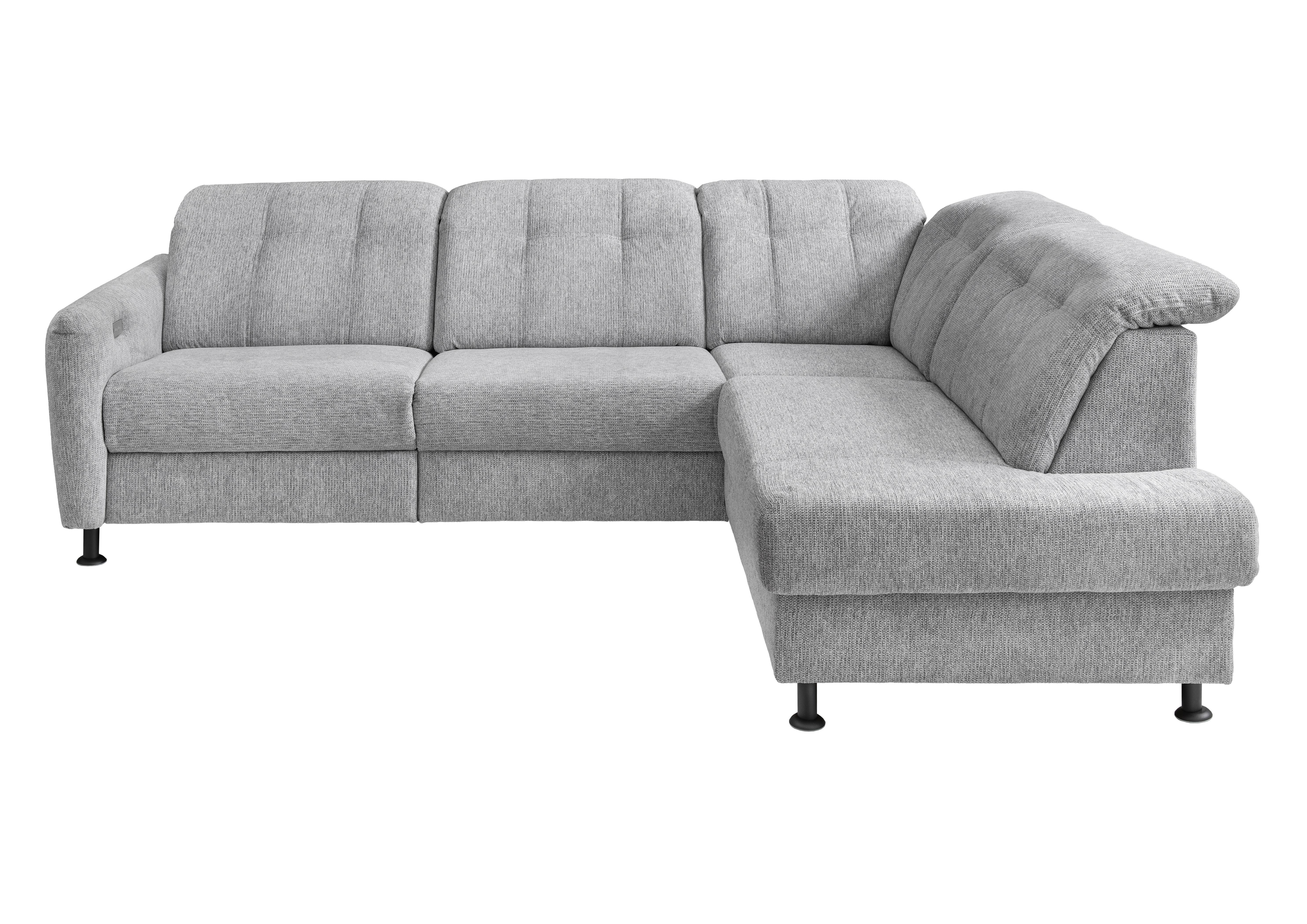 Ecksofa Minori Chenille Silberfarben, S: 270x198 cm - Silberfarben/Schwarz, MODERN, Textil (270/198cm) - Livetastic