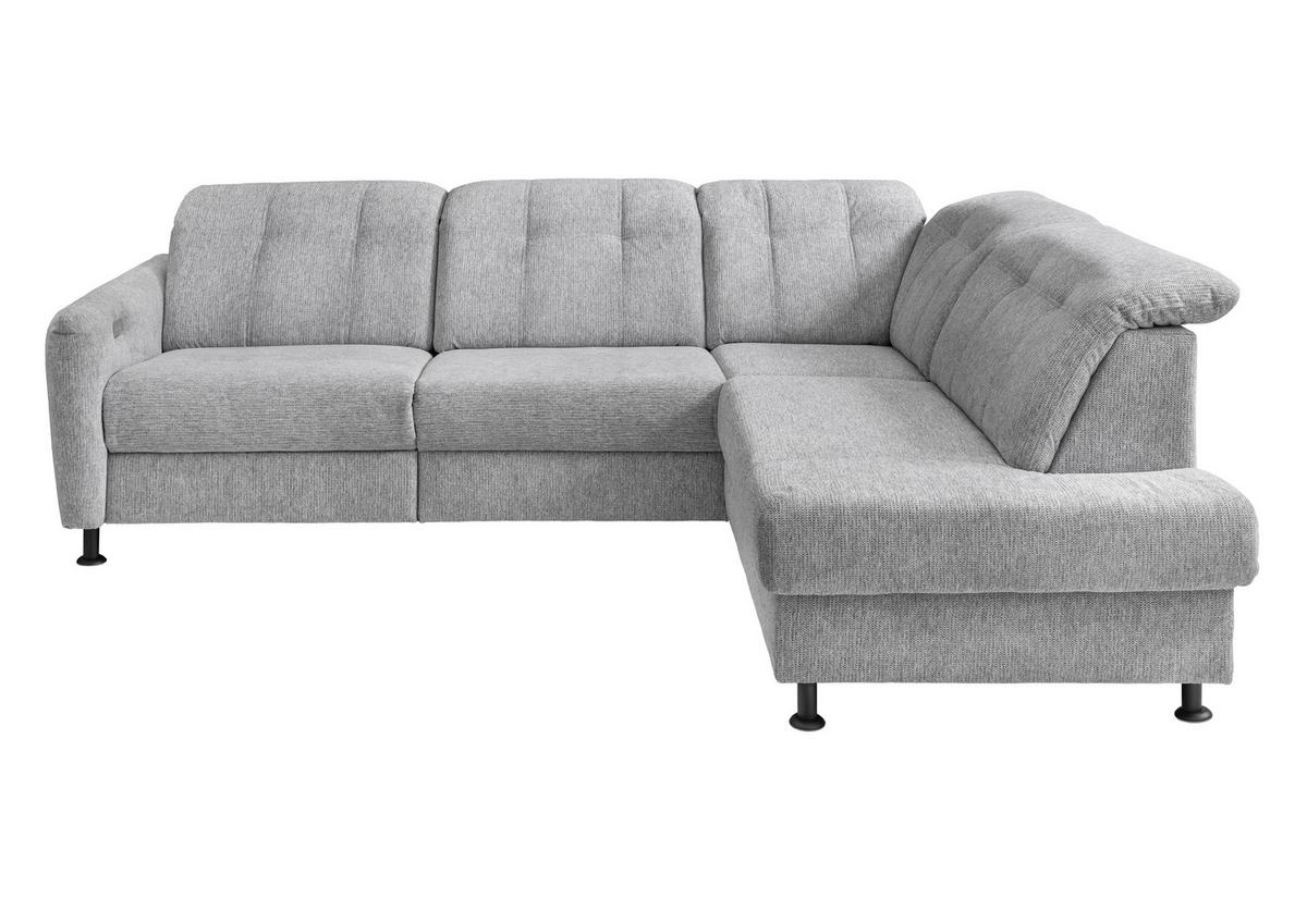Ecksofa Minori Chenille Silberfarben, S: 270x198 cm - Silberfarben/Schwarz, MODERN, Textil (270/198cm) - Livetastic