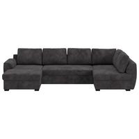 Wohnlandschaft m. Bettfunktion Mirkrofaser schwarz, B: 327cm - Schwarz, Trend, Textil (154/327/86cm) - MID.YOU