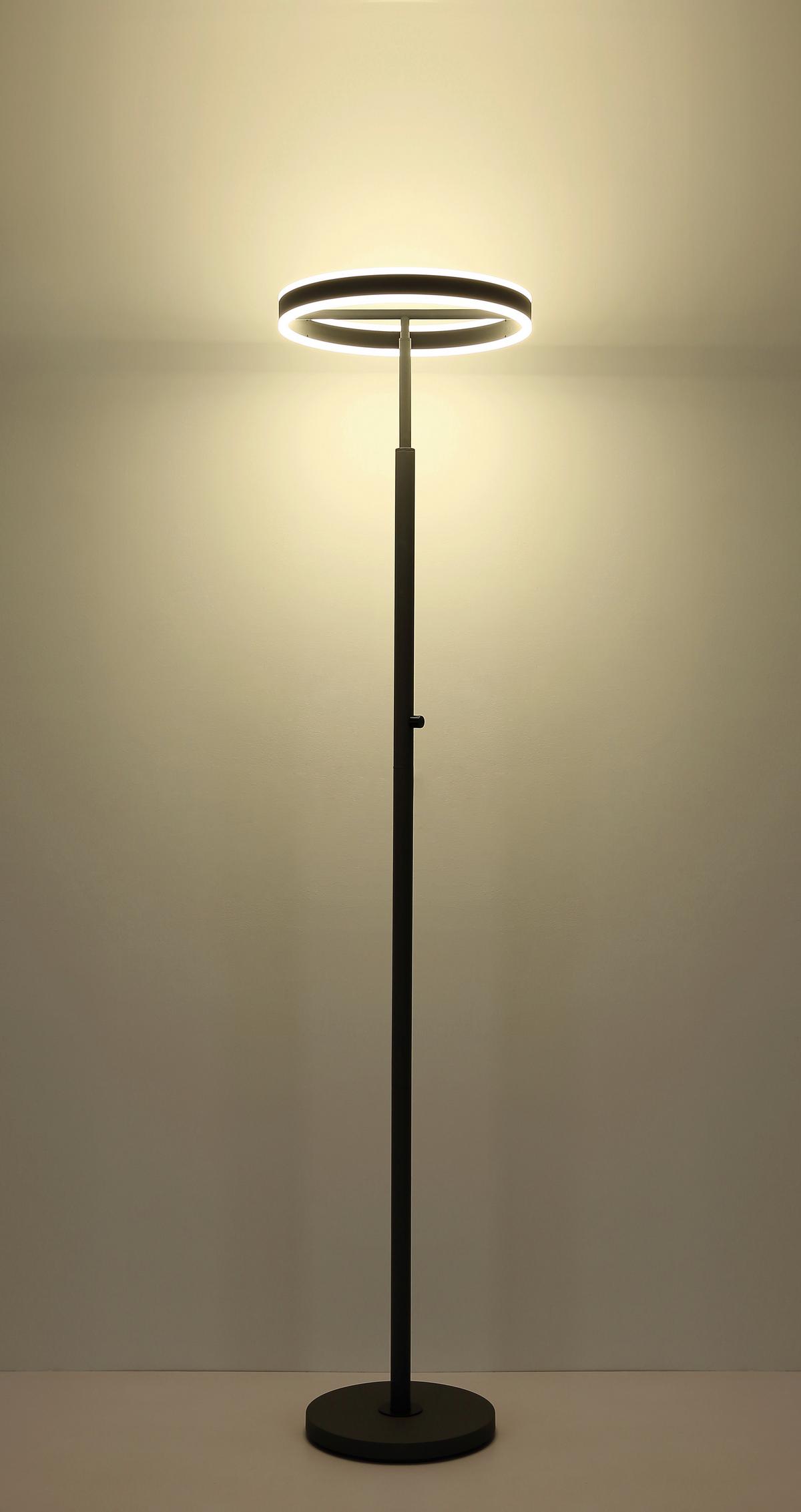 Led-stehleuchte Drehdimmer - Anthrazit/Schwarz, Design, Kunststoff/Metall (40/181cm) - Globo
