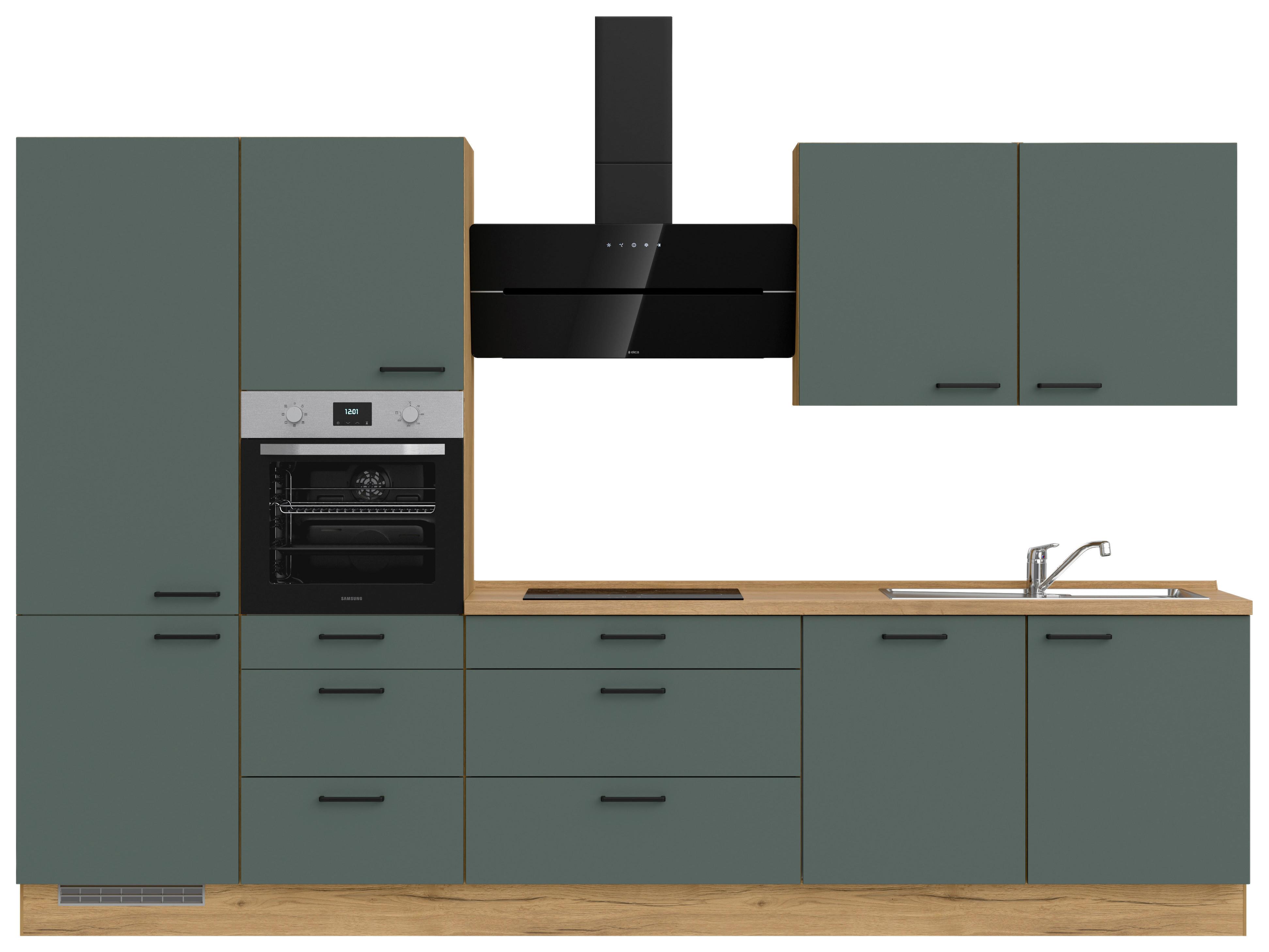 Küchenleerblock Easytouch High-Line, H8 Links - Dunkelgrün/Eichefarben, MODERN, Holzwerkstoff (330cm) - Nobilia