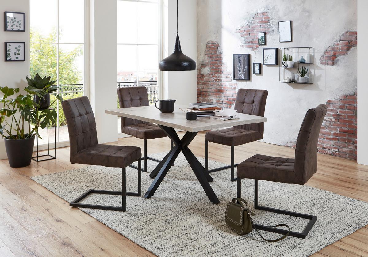 Schwingstuhl-Set Donna S - Anthrazit/Braun, MODERN, Textil/Metall (42/91/62cm) - MID.YOU