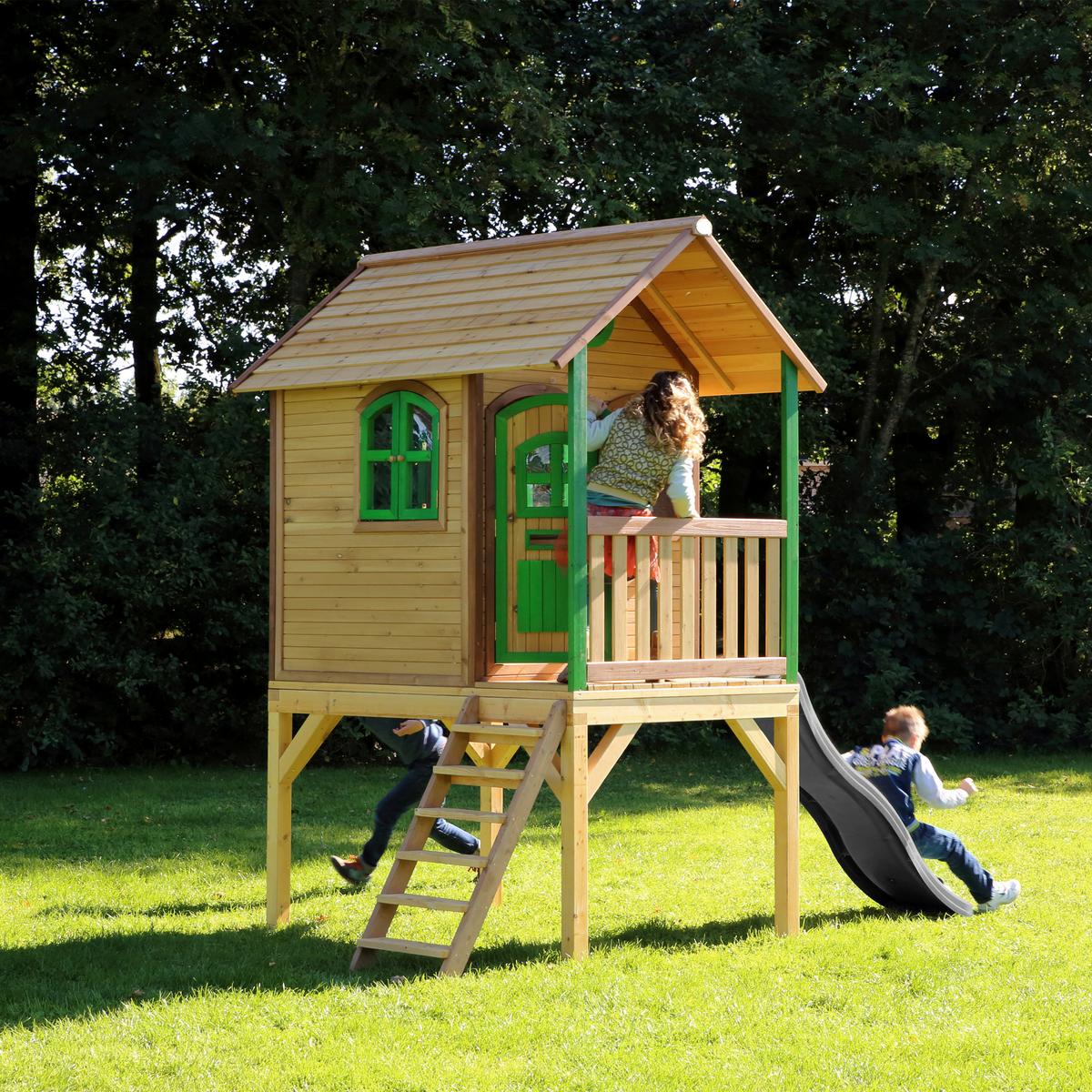 Spielhaus A030.037.80 - Braun/Grau, KONVENTIONELL, Holz (318/272/191cm) - Ambia Garden