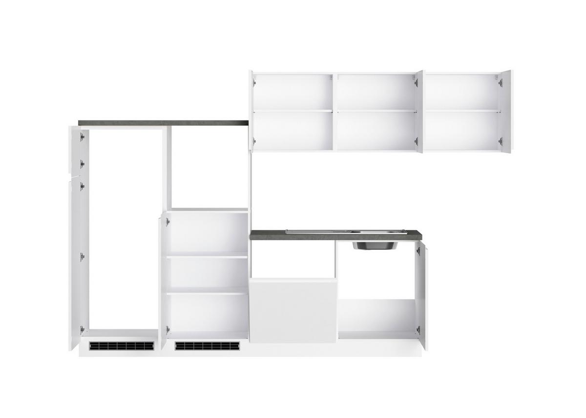 Eckküche Monza Ohne Geräte 300x240 Cm Weiß/grau - Weiß Hochglanz/Weiß, LIFESTYLE, Holzwerkstoff (300/240cm) - Held