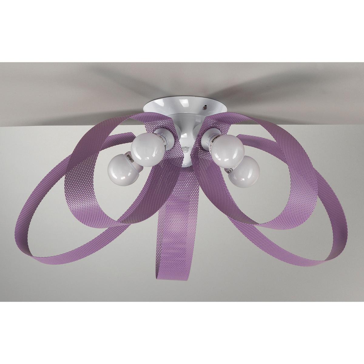 Deckenleuchte Weiß Pink L: 65 cm - Pink/Weiß, Basics, Metall (65/65/28cm)