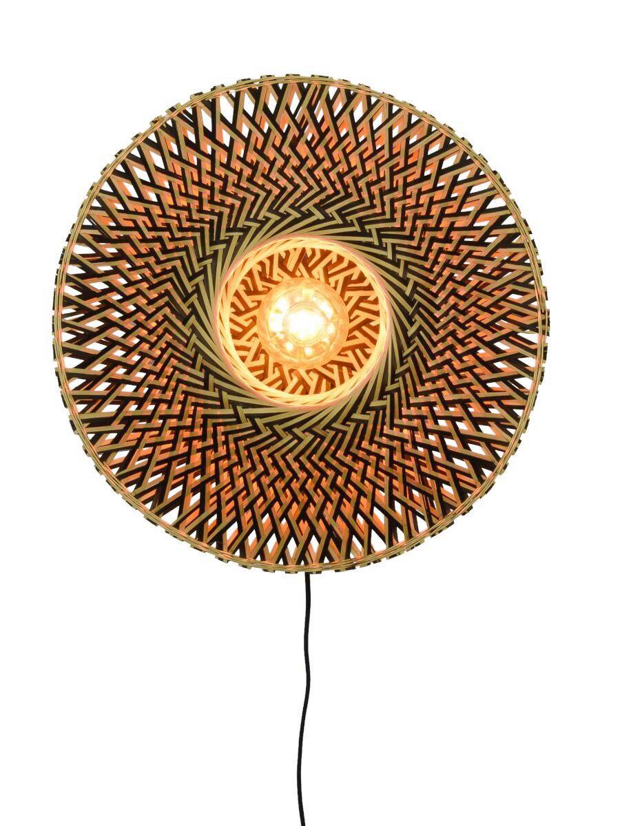 Wandleuchte Bali 1-Flammig mit Schnurschalter - Hellbraun/Schwarz, Design, Naturmaterialien/Metall (47/26cm) - Good & Mojo
