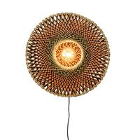 Wandleuchte Bali 1-Flammig mit Schnurschalter - Hellbraun/Schwarz, Design, Naturmaterialien/Metall (47/26cm) - Good & Mojo