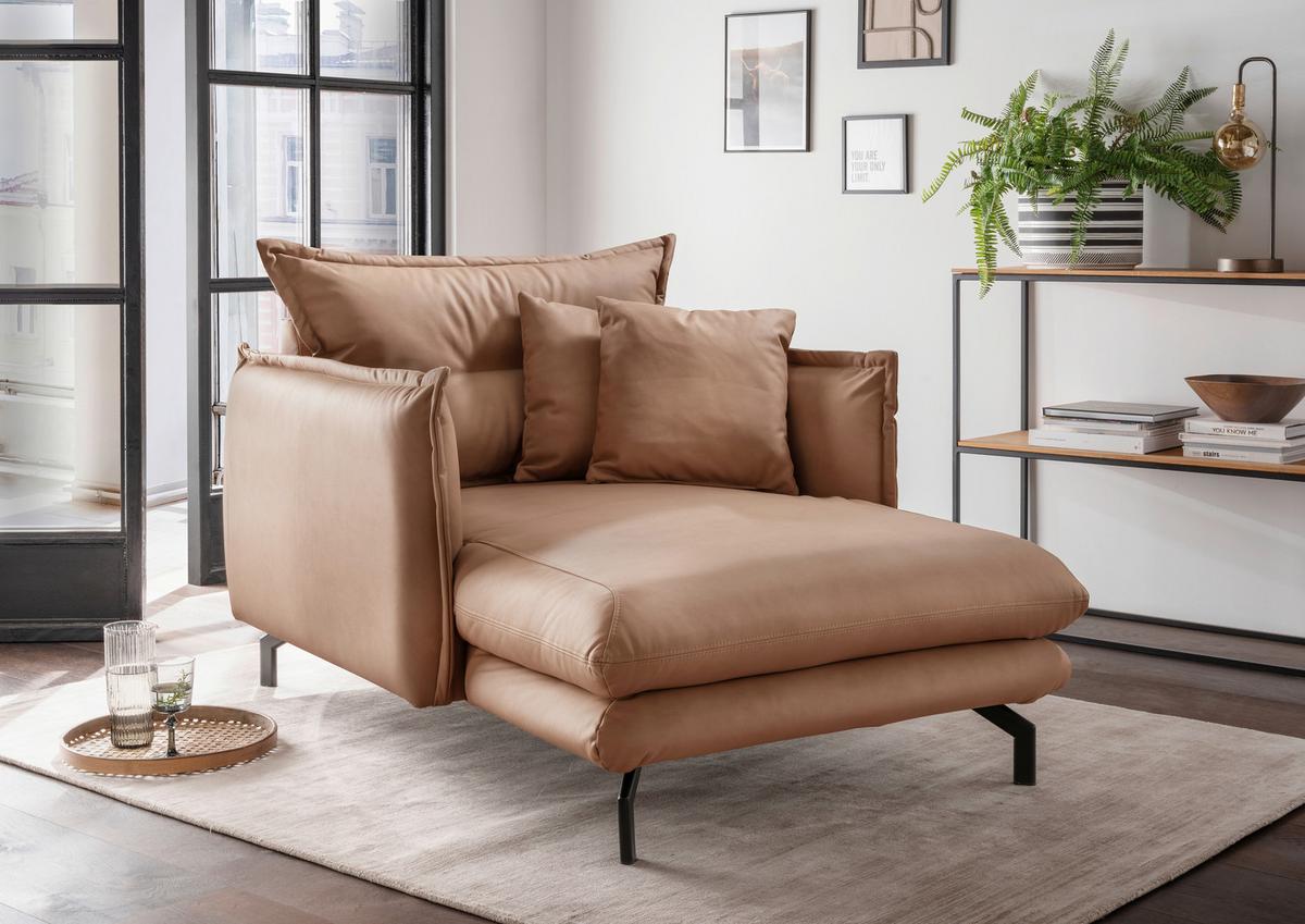 XXL-Sessel Lava Taupe B: 111cm - Taupe/Schwarz, MODERN, Textil (111/101/167cm) - Livetastic