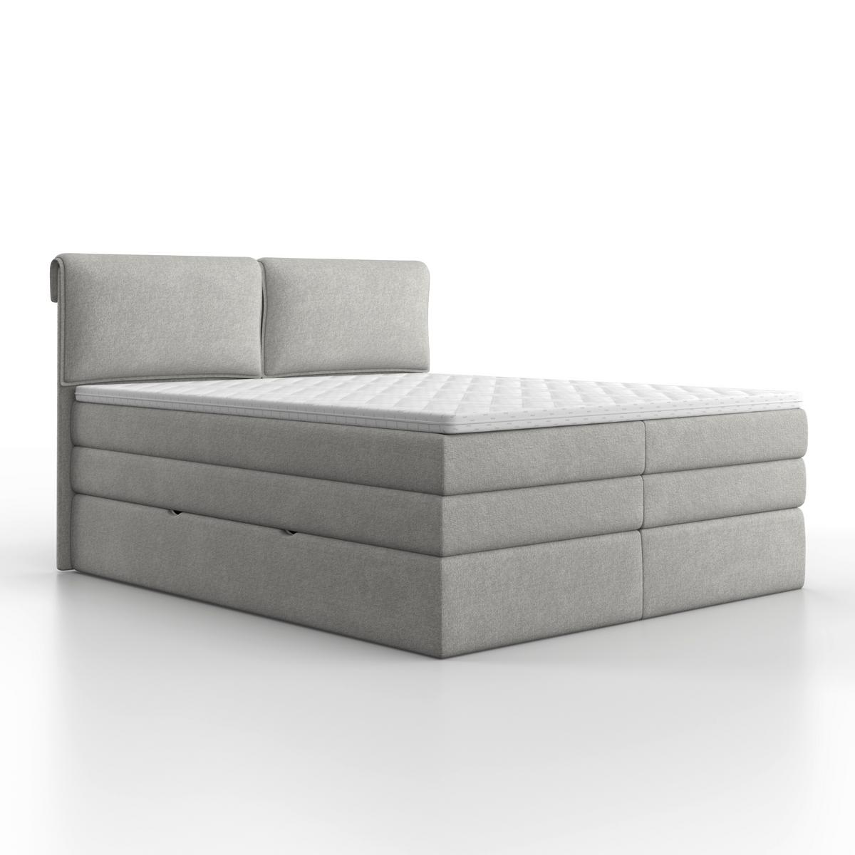 Boxspringová posteľ MOSAMO 180x200 cm, svetlosivá - čierna/svetlosivá, Modern, drevo/kompozitné drevo (180/200cm) - Bessagi Home