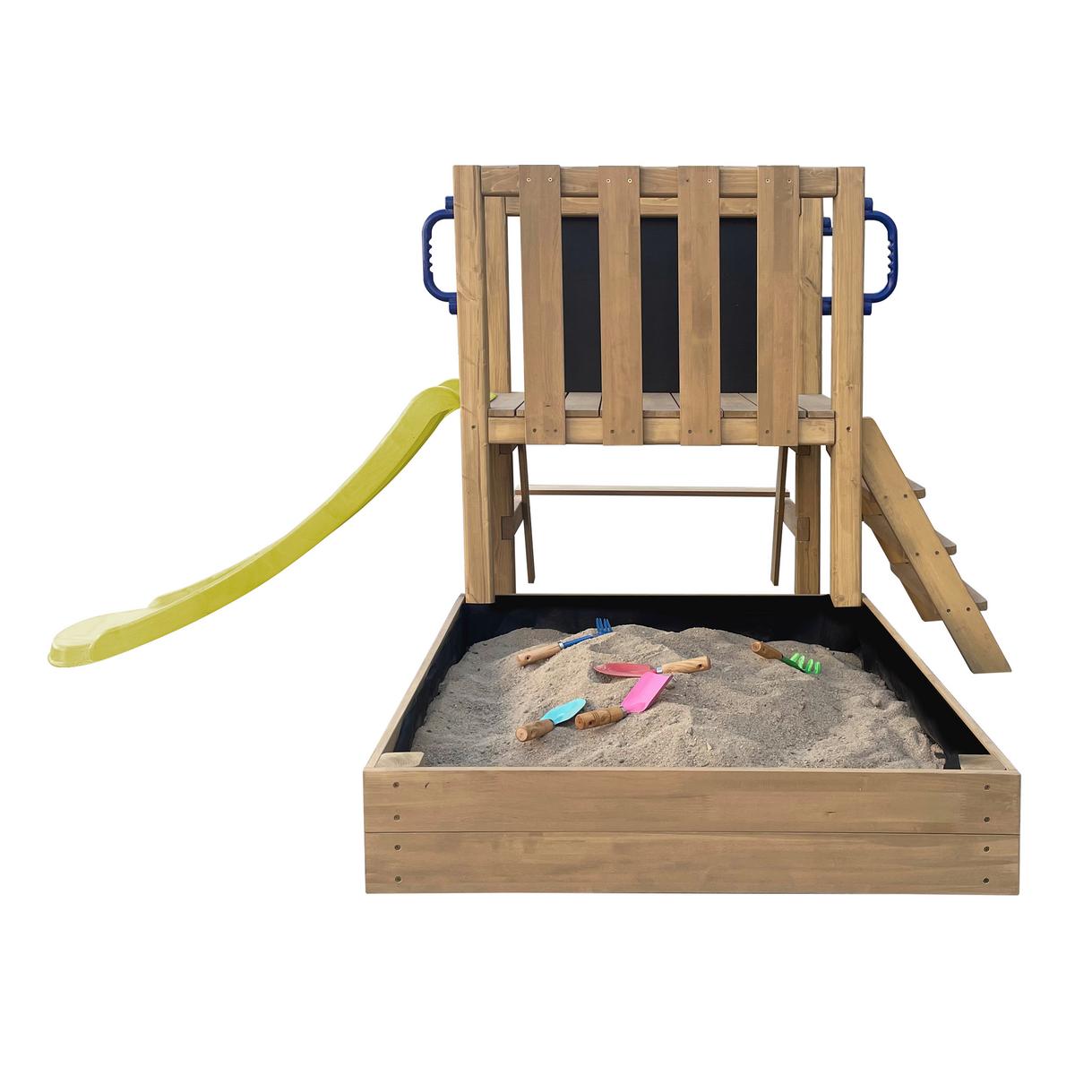 Spielturm mit Rutsche Limegrün - Limette/Braun, Basics, Holz/Kunststoff (208,7/88/215cm) - Ambia Garden