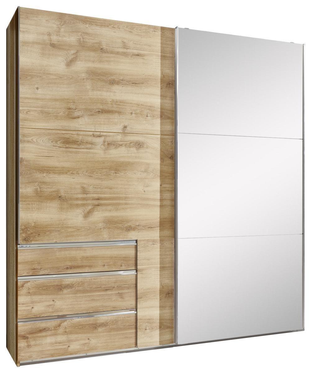 Schwebetürenschrank mit Spiegel 250cm Level 36a, Eiche Dekor - Eichefarben, MODERN, Glas/Holzwerkstoff (250/216/65cm) - MID.YOU