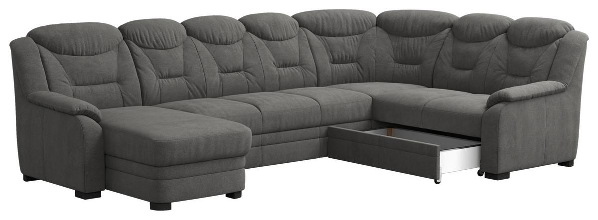 Wohnlandschaft Marcus Anthrazit inkl. Bettkasten - Anthrazit/Schwarz, Basics, Textil (162/330/211cm) - MID.YOU