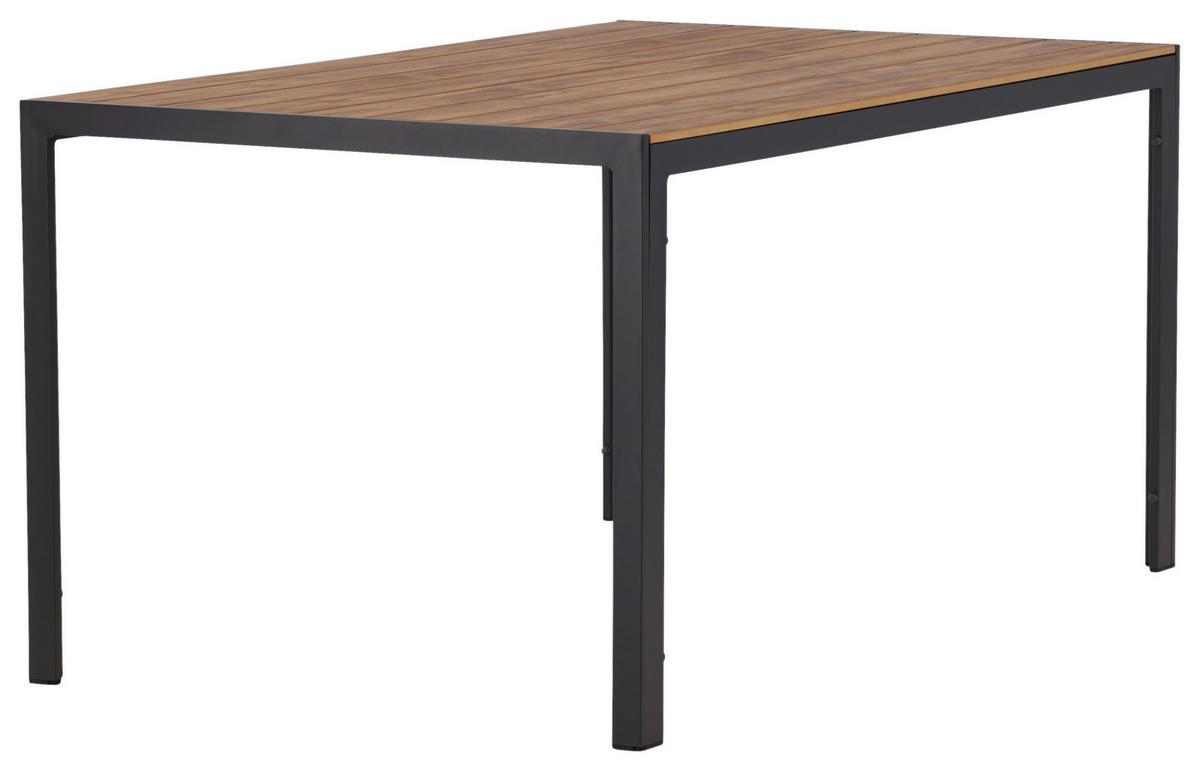 Gartentisch Break Aluminium L: 150cm - Schwarz/Naturfarben, KONVENTIONELL, Holz/Metall (150/90/75cm) - Gardenson