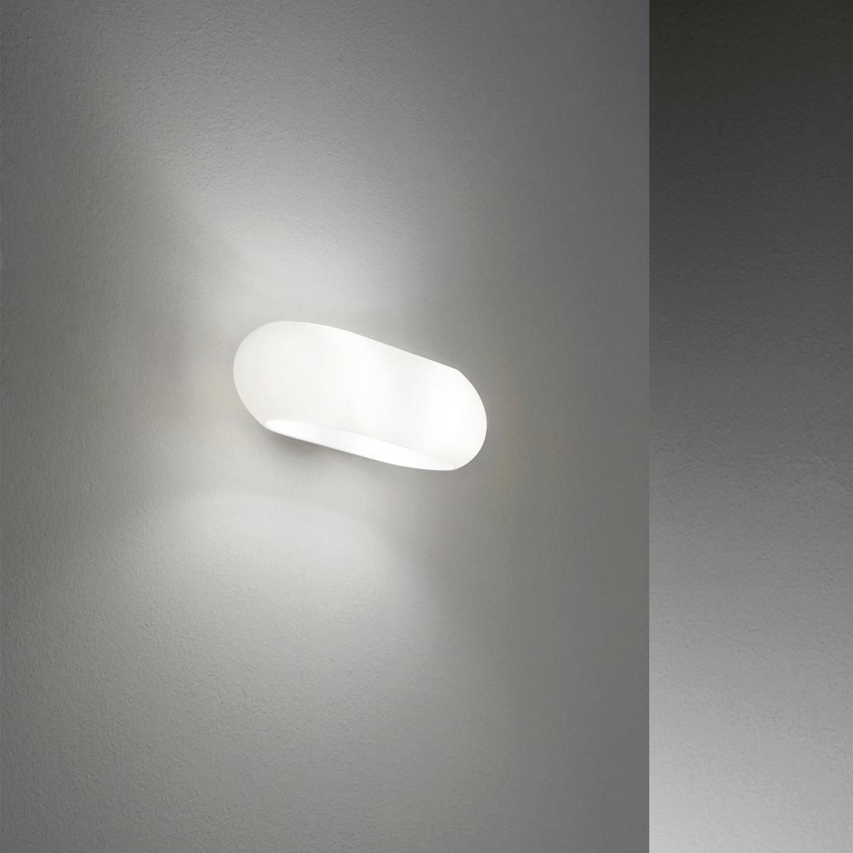 Wandleuchte Moris Weiß Chromfarben B:6,5cm - Chromfarben/Weiß, Design, Glas (28/6,5/10cm) - Ideal Lux