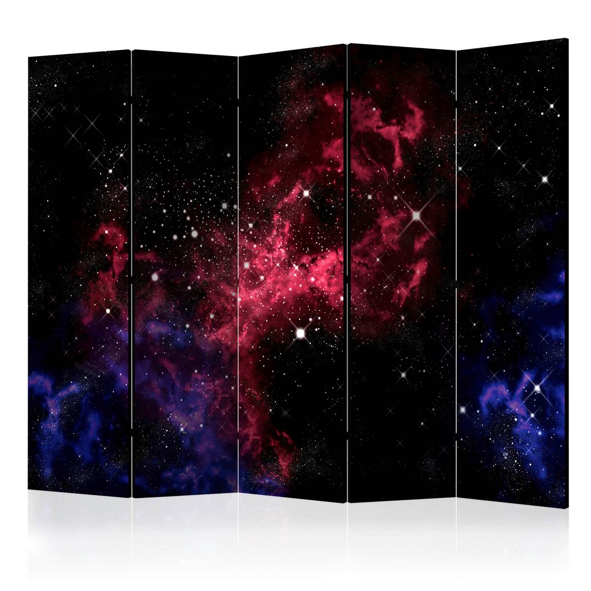 Paravent Schwarz Magenta B: 225 Cm - Magenta/Schwarz, Basics, Holz/Textil (225/172/3cm) - artgeist