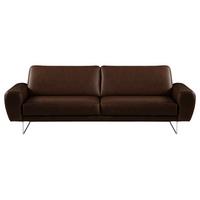 3-sitzer-sofa Spring Dunkelbraun Chrom B: 207 Cm - Chromfarben/Dunkelbraun, Design, Leder (207/85/92cm) - Livetastic