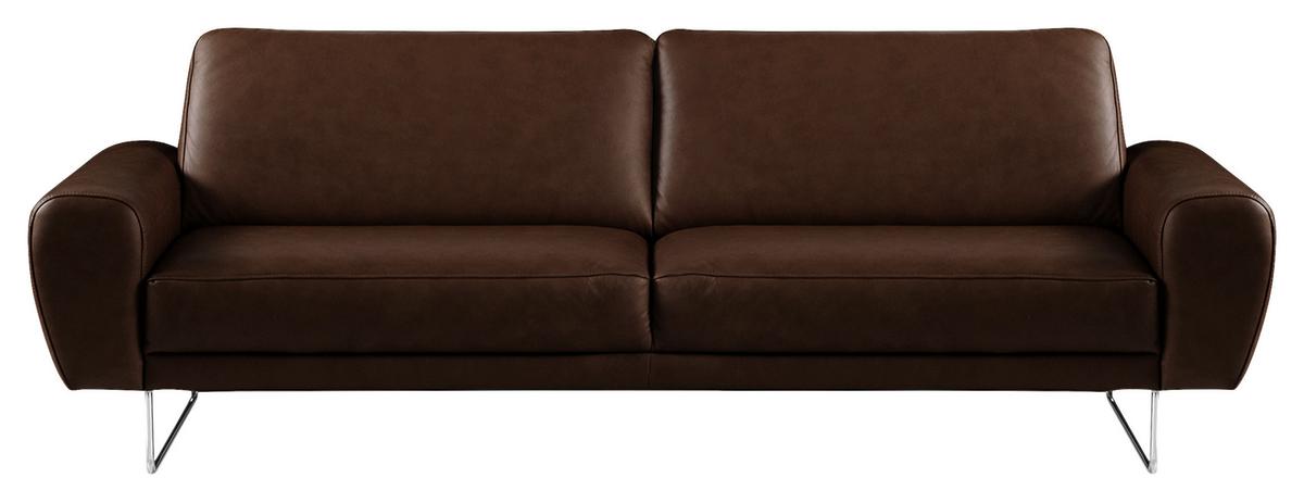 3-sitzer-sofa Spring Dunkelbraun Chrom B: 207 Cm - Chromfarben/Dunkelbraun, Design, Leder (207/85/92cm) - Livetastic