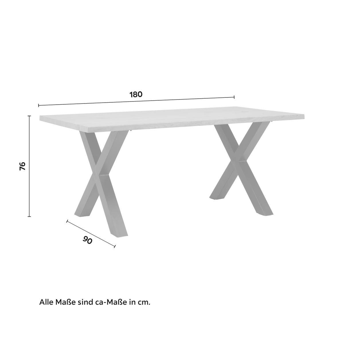 Jídelní stůl GIONA 180x90 cm - černá/barvy jasanu, Moderní, kov/kompozitní dřevo (180/76/90cm) - Bessagi Home