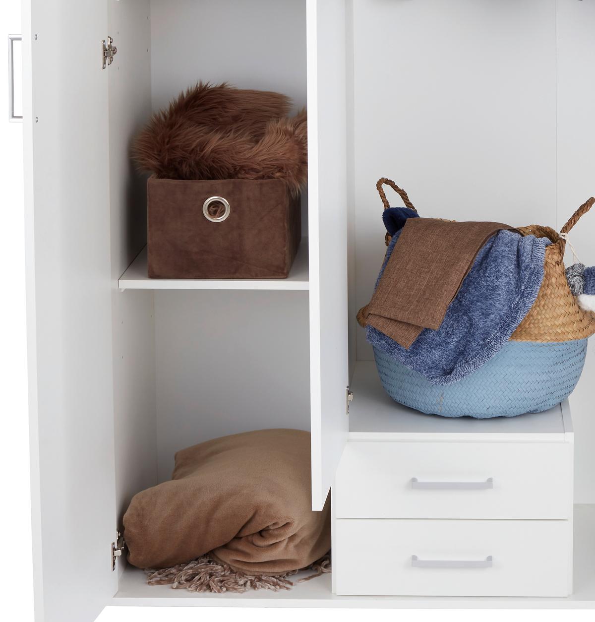 Drehtürenschrank Mit Spiegel 120 Cm Paul, Weiß - Eichefarben/Weiß, Basics, Glas/Holzwerkstoff (120/196/55cm)