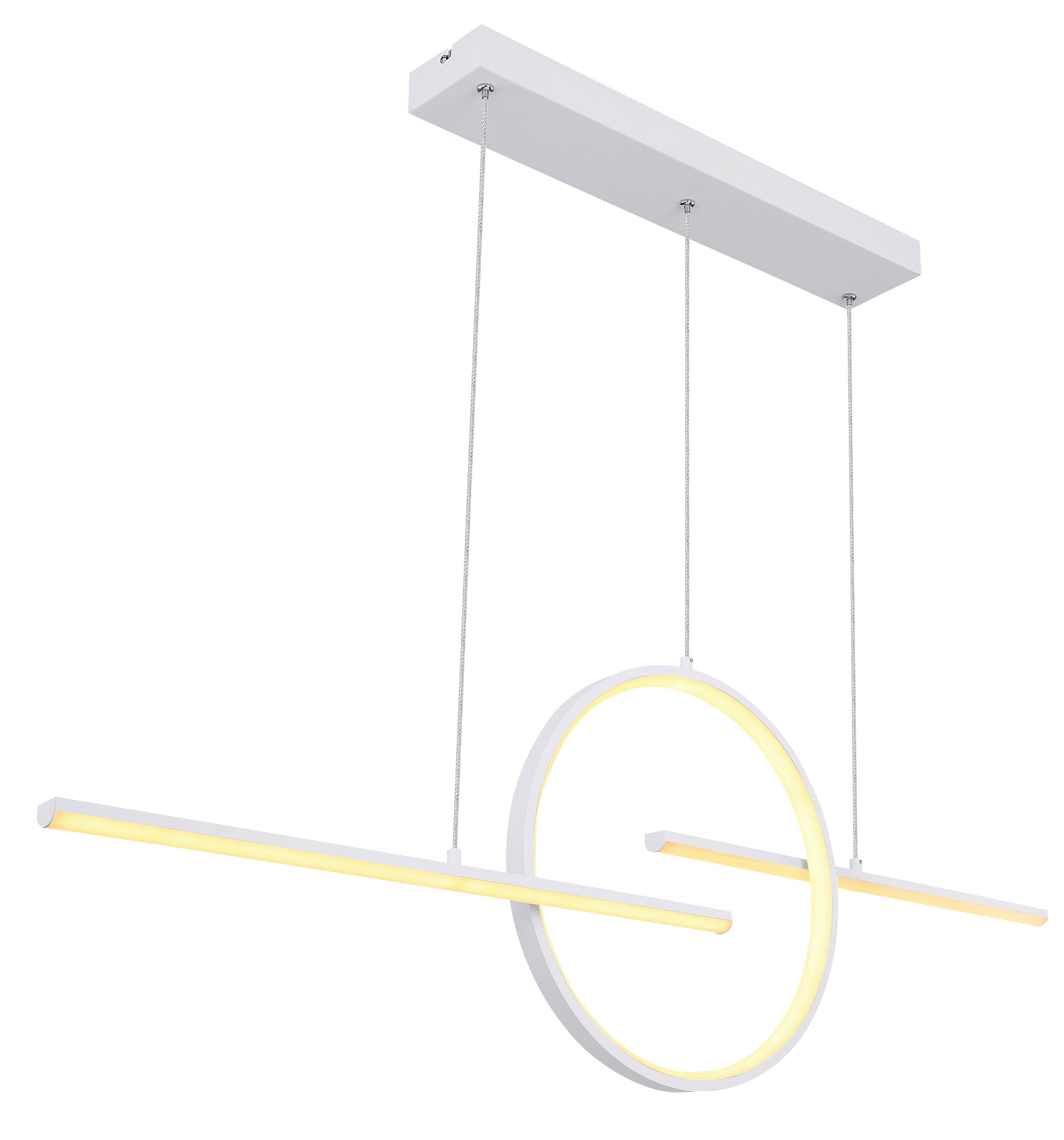 Led-hängeleuchte H: 150 Cm 1-Flammig Inkl. Fernbedienung - Weiß, Design, Kunststoff/Metall (124/10,5/150cm) - Globo