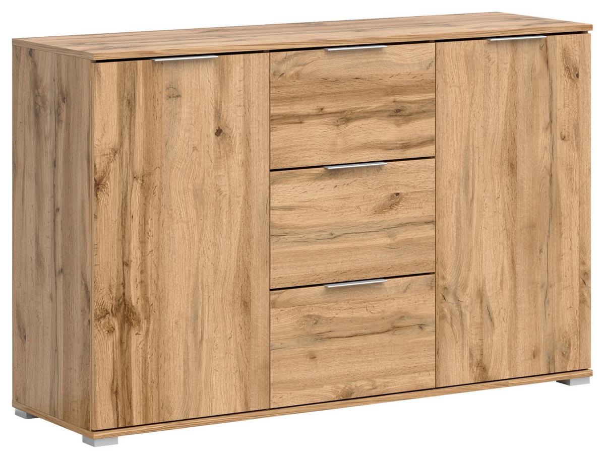 Kommode Zele Chest Of Drawers - Silberfarben/Eiche Wotan, Design, Holzwerkstoff (135/86/41cm)