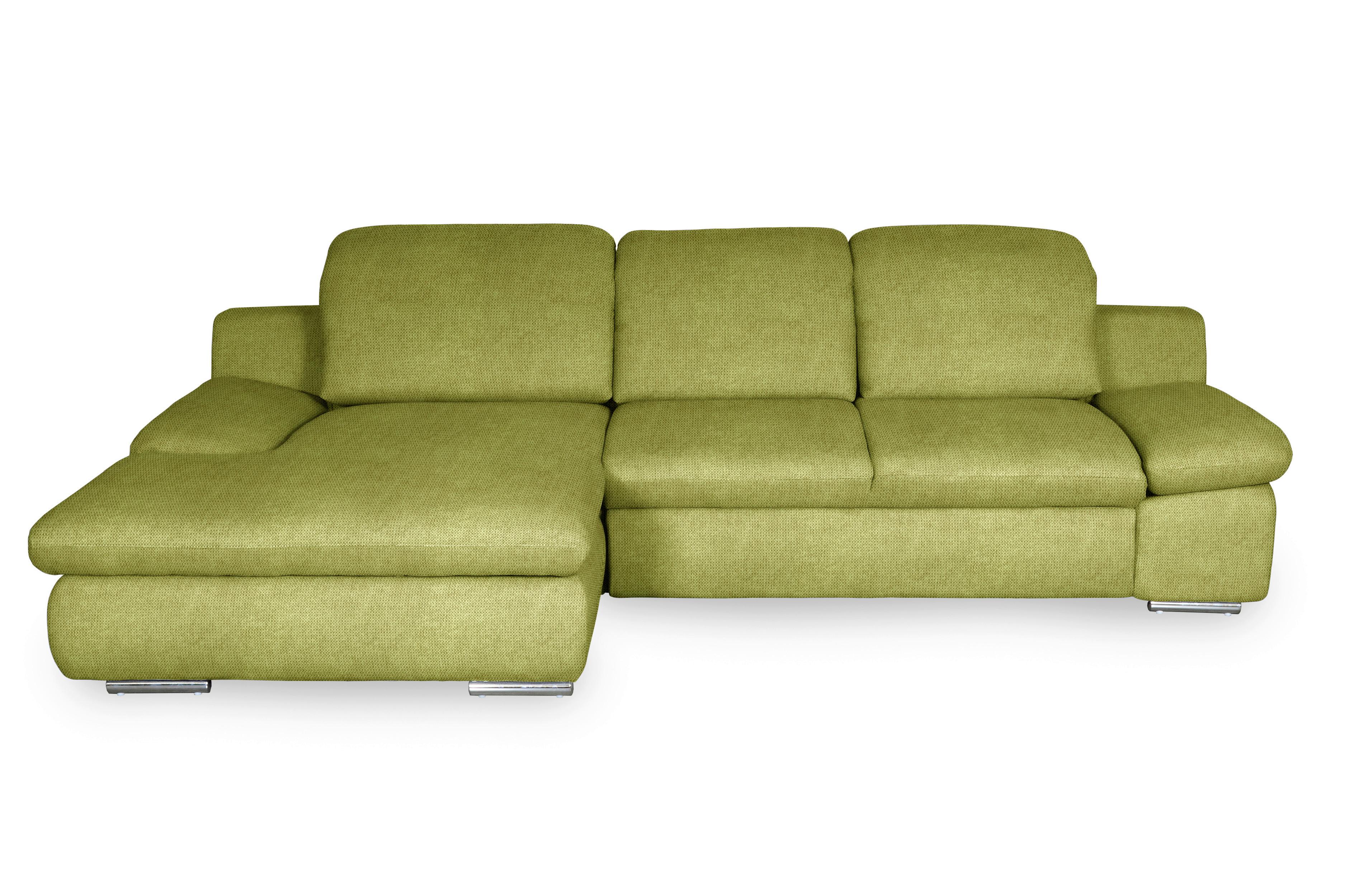 Ecksofa Isona Grün Chenille - Chromfarben/Grün, Design, Textil (165/286cm) - Livetastic